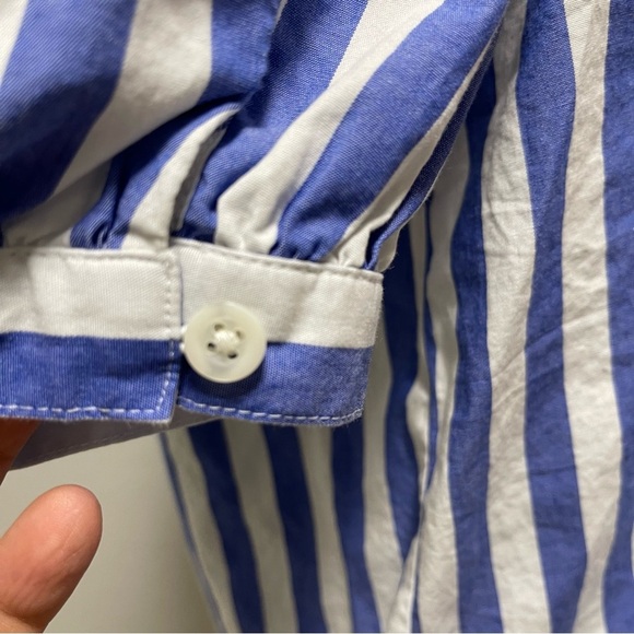J.Crew Striped V-neck Short-Sleeve Poplin Top Size Medium - Picture 4 of 8